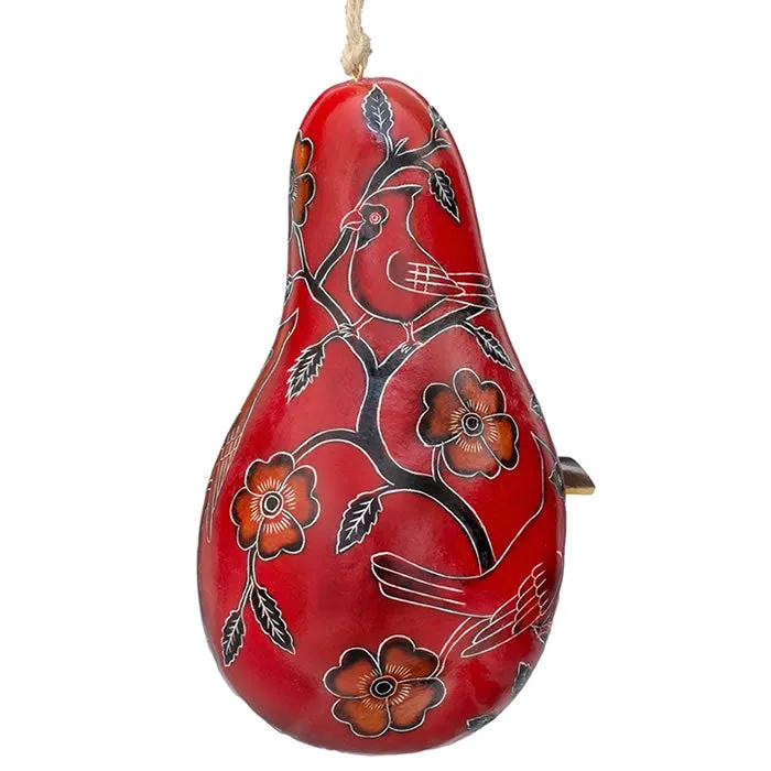 Cardinals on a Branch, Gourd Birdhouse