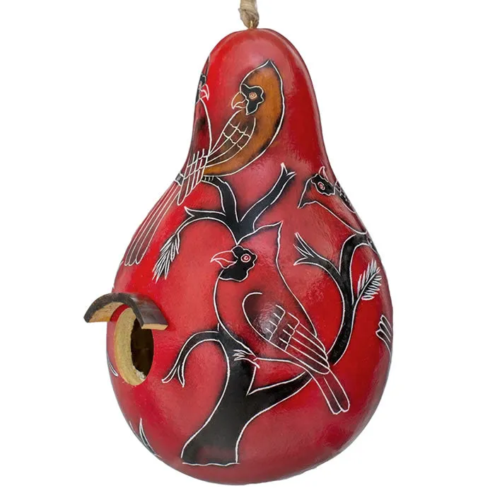 Cardinals on a Branch, Gourd Birdhouse