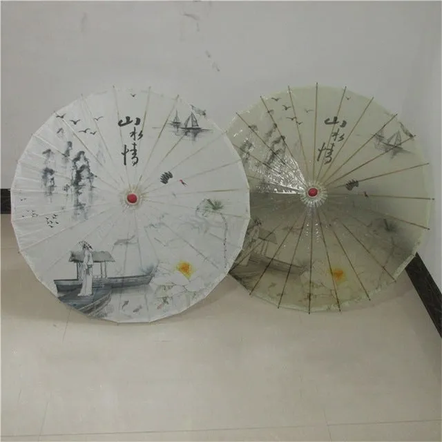 CHUANGGE Handmade Oiled Paper Umbrella Bamboo Wooden Rain Umbrella Women Classical Japanese Chinese Style Guarda Chuva