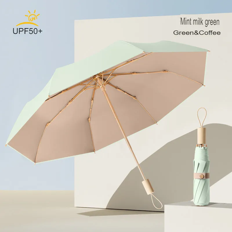 Colorful plastic folding sun umbrella sun protection UV umbrella for women sunny or rainy sunshade ins style ice cream color