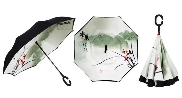 Double Layer Inverted Umbrellas Reverse Folding