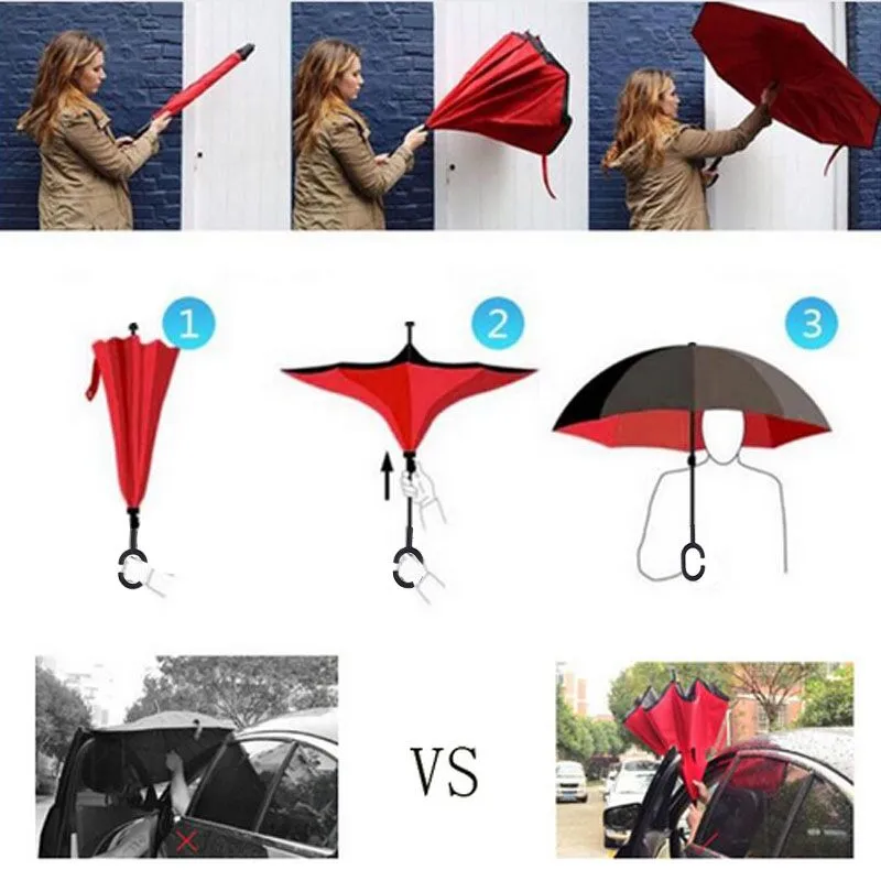 Double Layer Inverted Umbrellas Reverse Folding