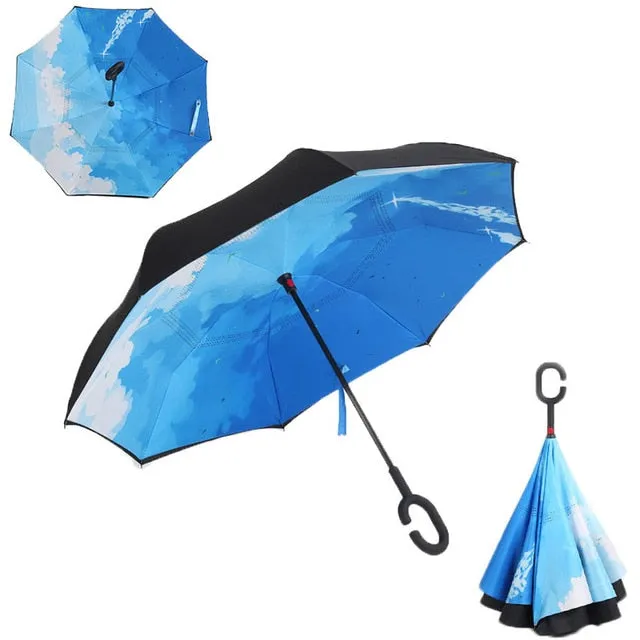 Double Layer Inverted Umbrellas Reverse Folding