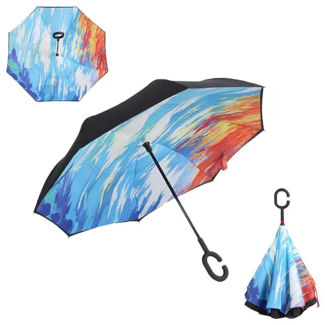 Double Layer Inverted Umbrellas Reverse Folding