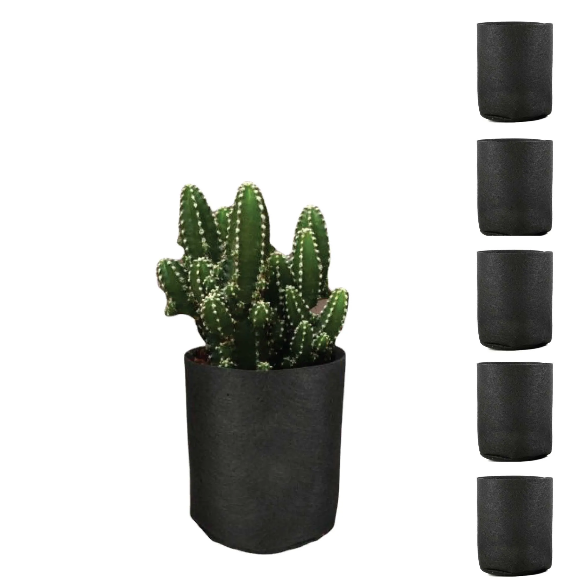 Durable Fabric Flower Pots 1 Gallon, 6 Pack, Black Felt