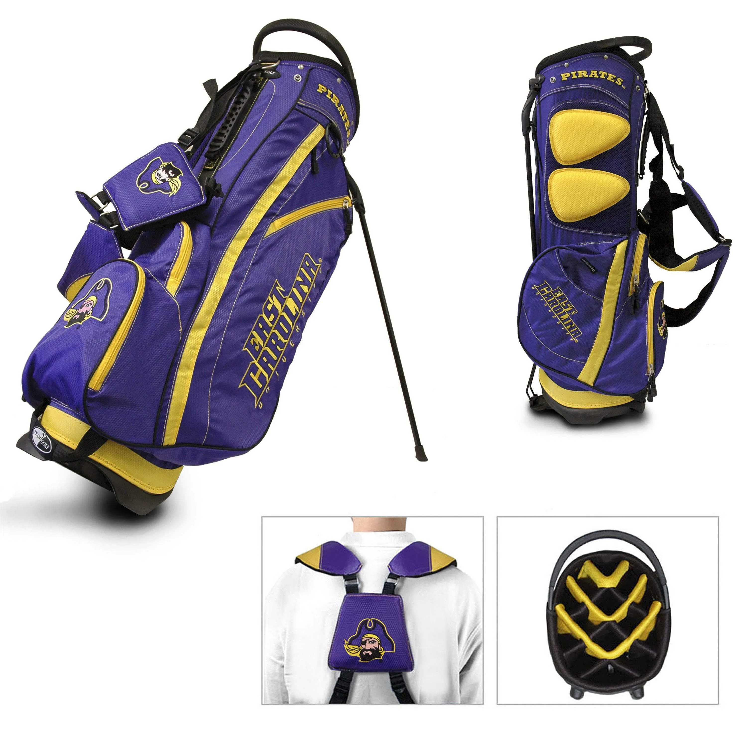 East Carolina Pirates Team Golf Fairway Light 14-Way Top Golf Club Stand Bag