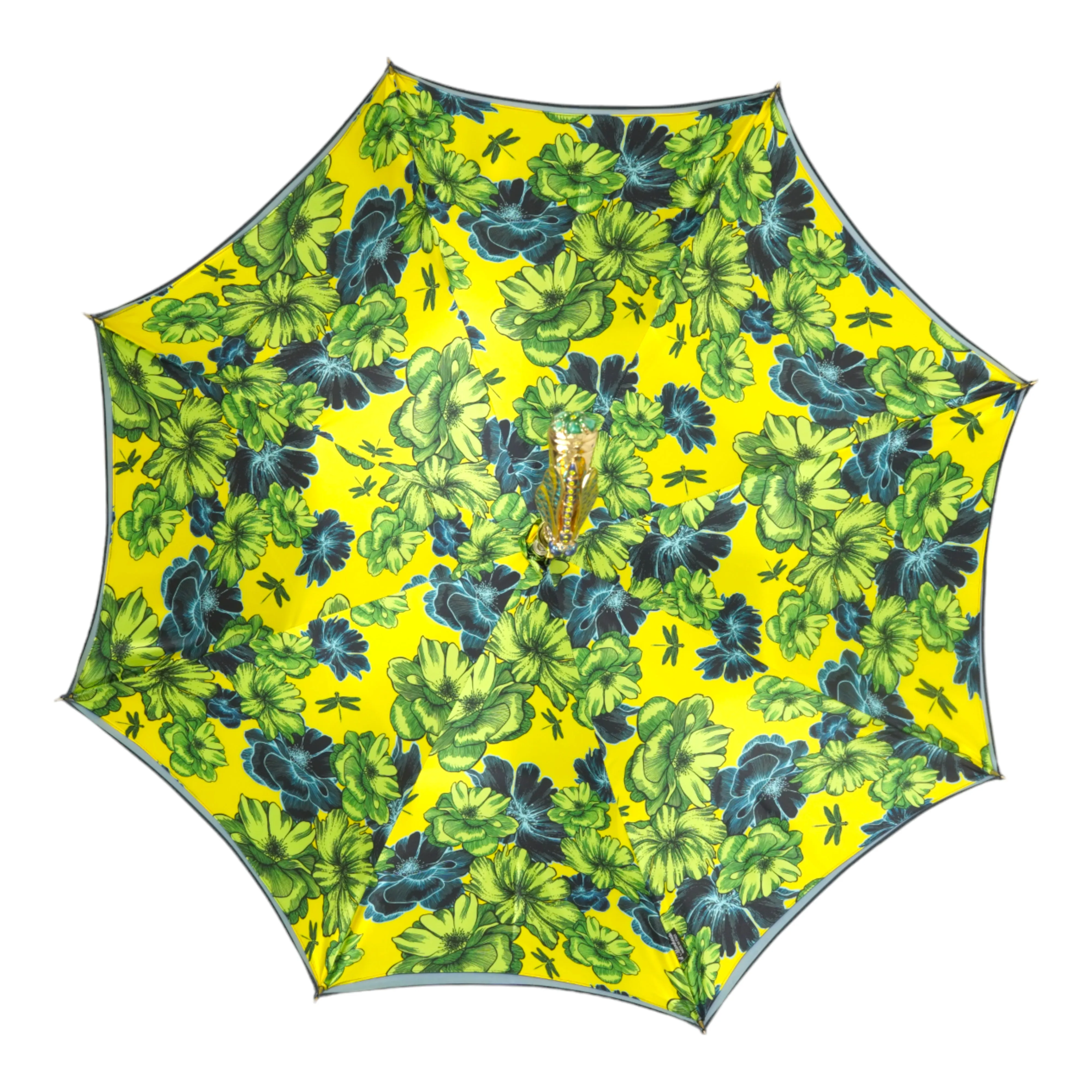 Exclusive Italian Artisan Umbrella with Exquisite Hand-Painted Dragonfly Handle