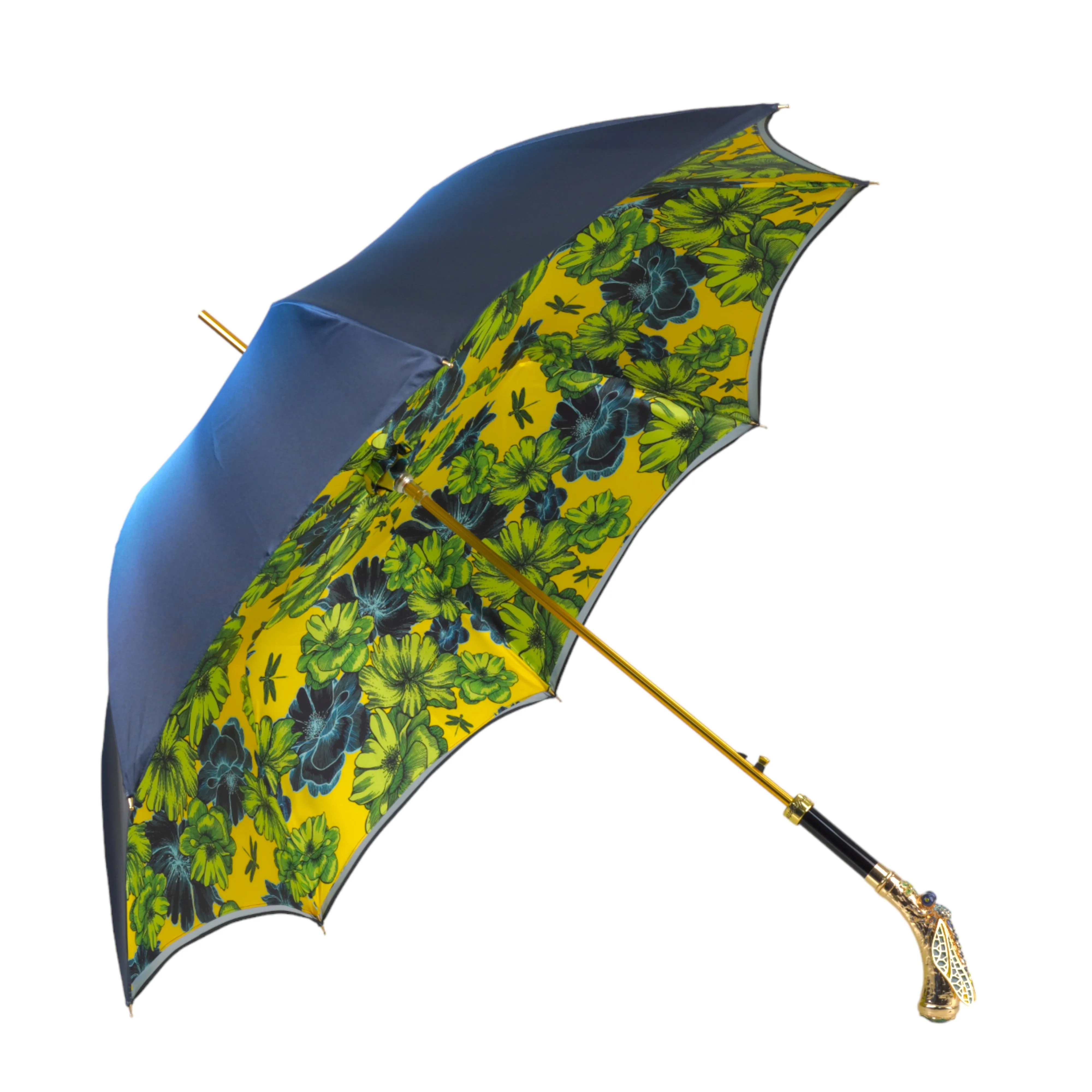 Exclusive Italian Artisan Umbrella with Exquisite Hand-Painted Dragonfly Handle