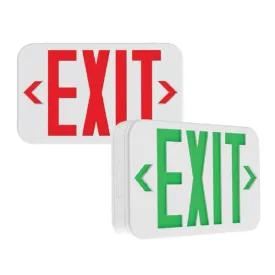 Exitronix QXT-R-WH - Thin Thermoplastic Exit - AC only - Universal Single/Double Face - Red Letters - White Finish