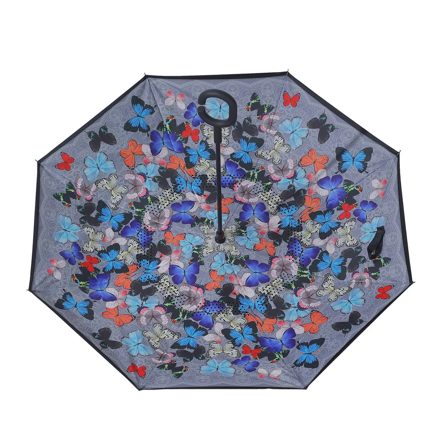 Exotic Multi Coloured Butterflies Upside Down Umbrella