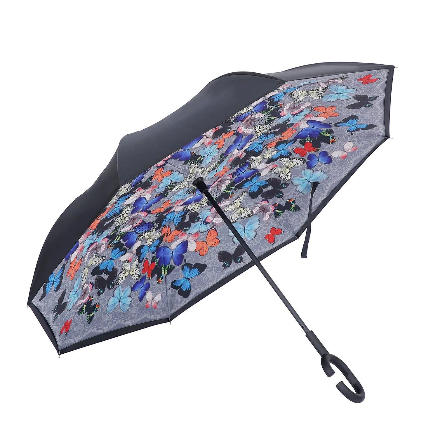 Exotic Multi Coloured Butterflies Upside Down Umbrella