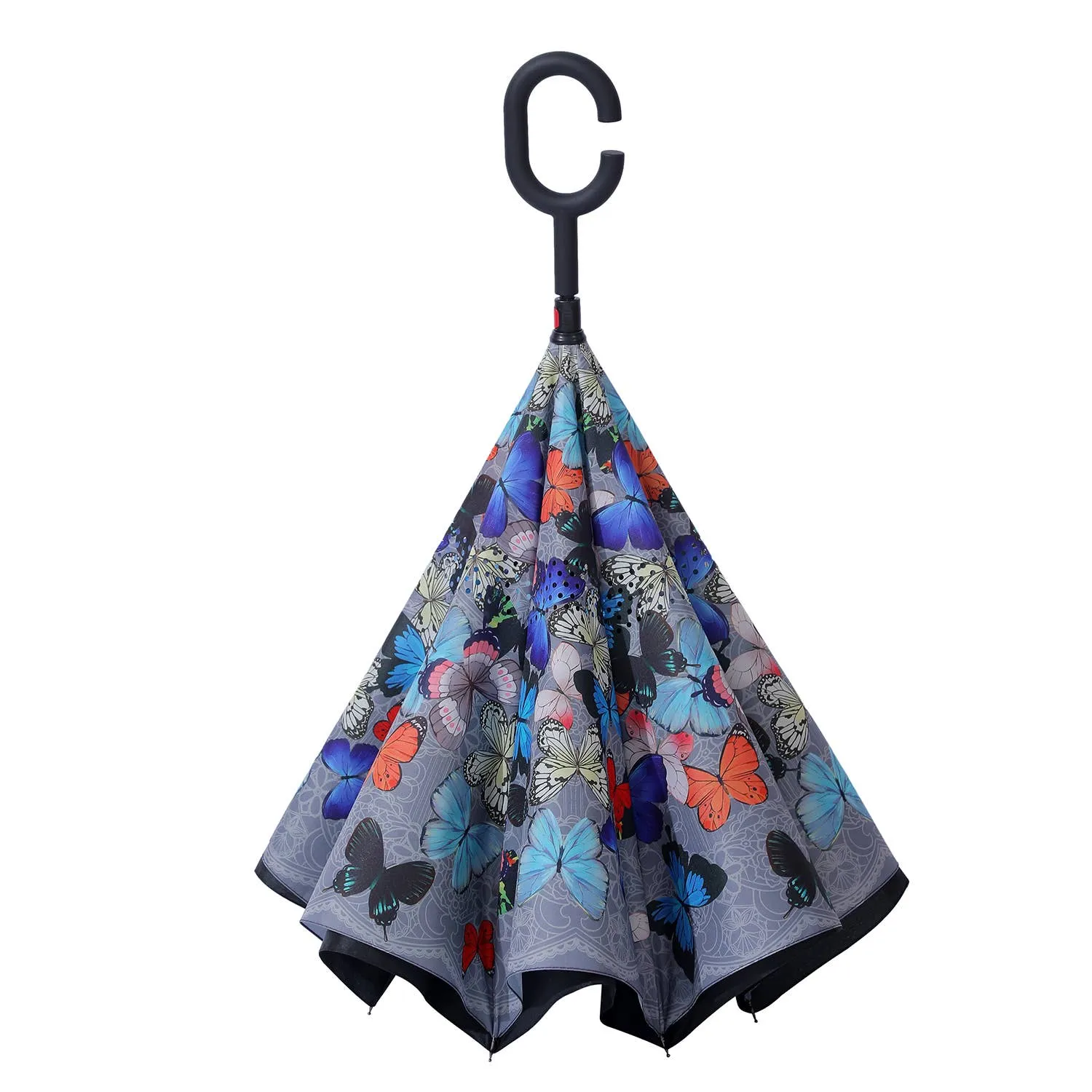 Exotic Multi Coloured Butterflies Upside Down Umbrella