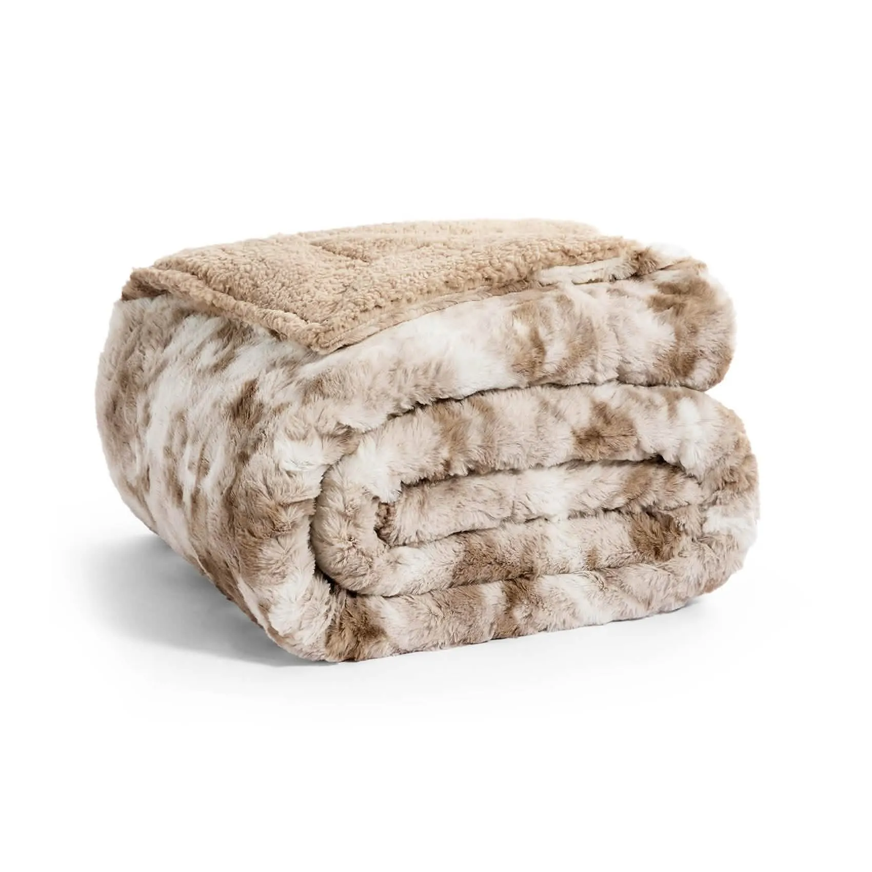 Faux Fur and Sherpa Tie-dye Reversible Blanket