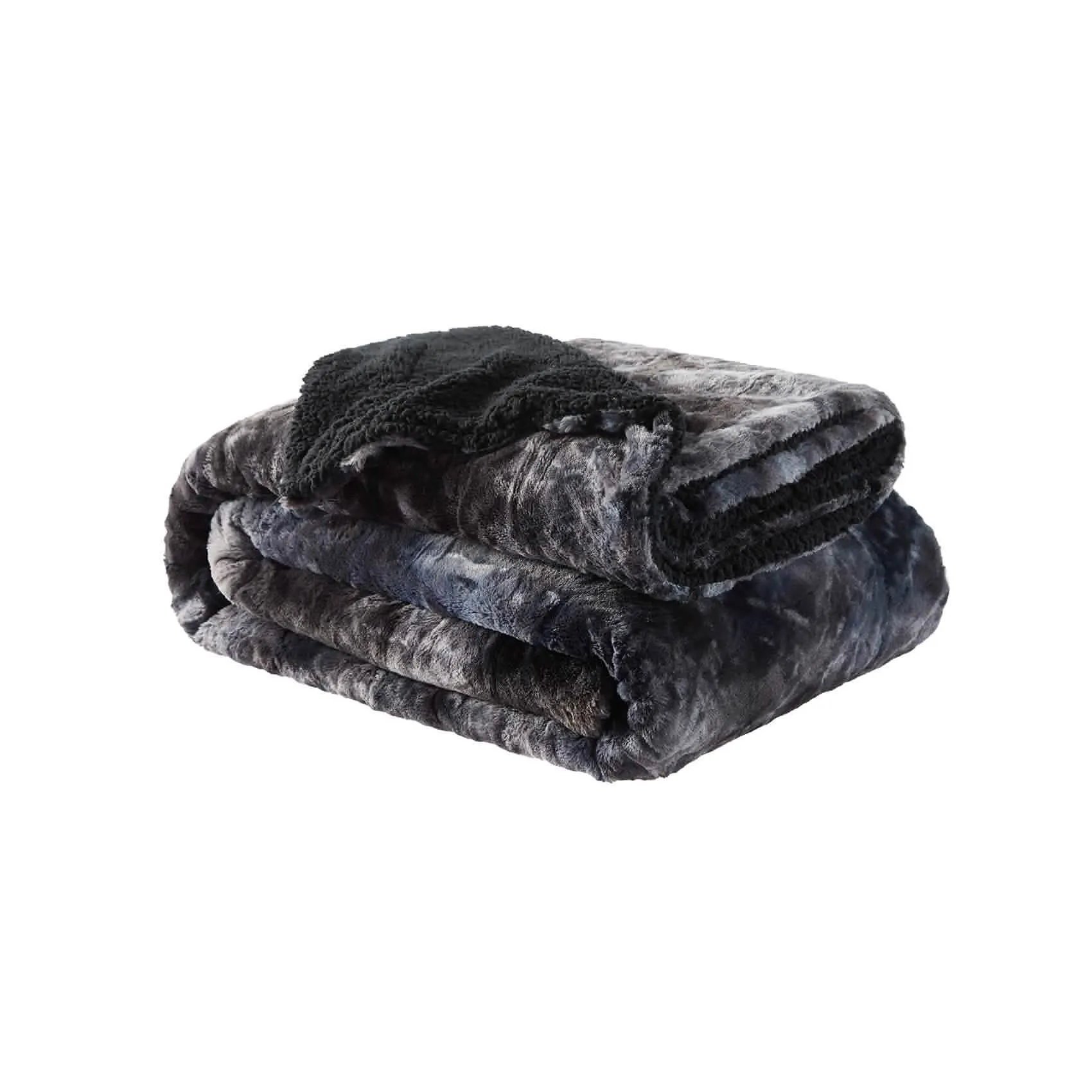 Faux Fur and Sherpa Tie-dye Reversible Blanket