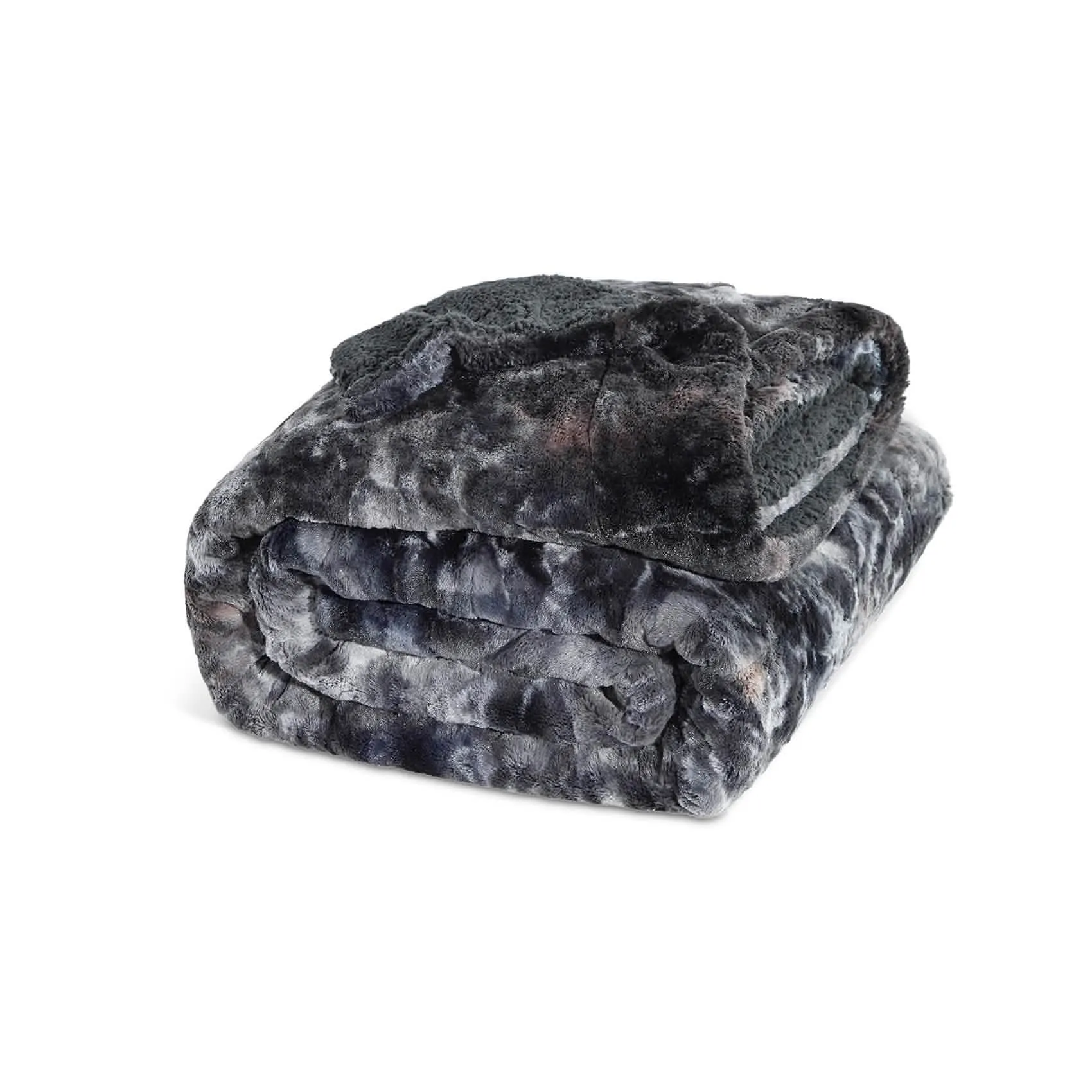 Faux Fur and Sherpa Tie-dye Reversible Blanket