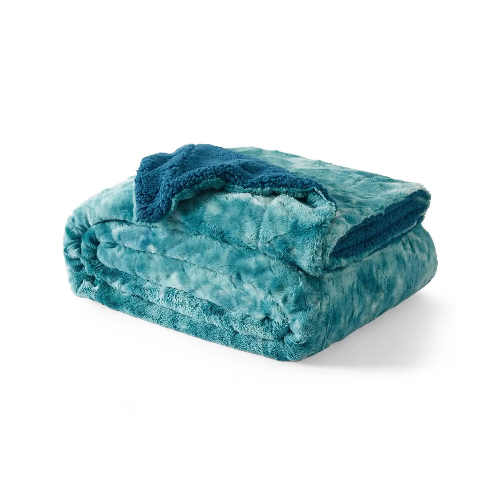 Faux Fur and Sherpa Tie-dye Reversible Blanket