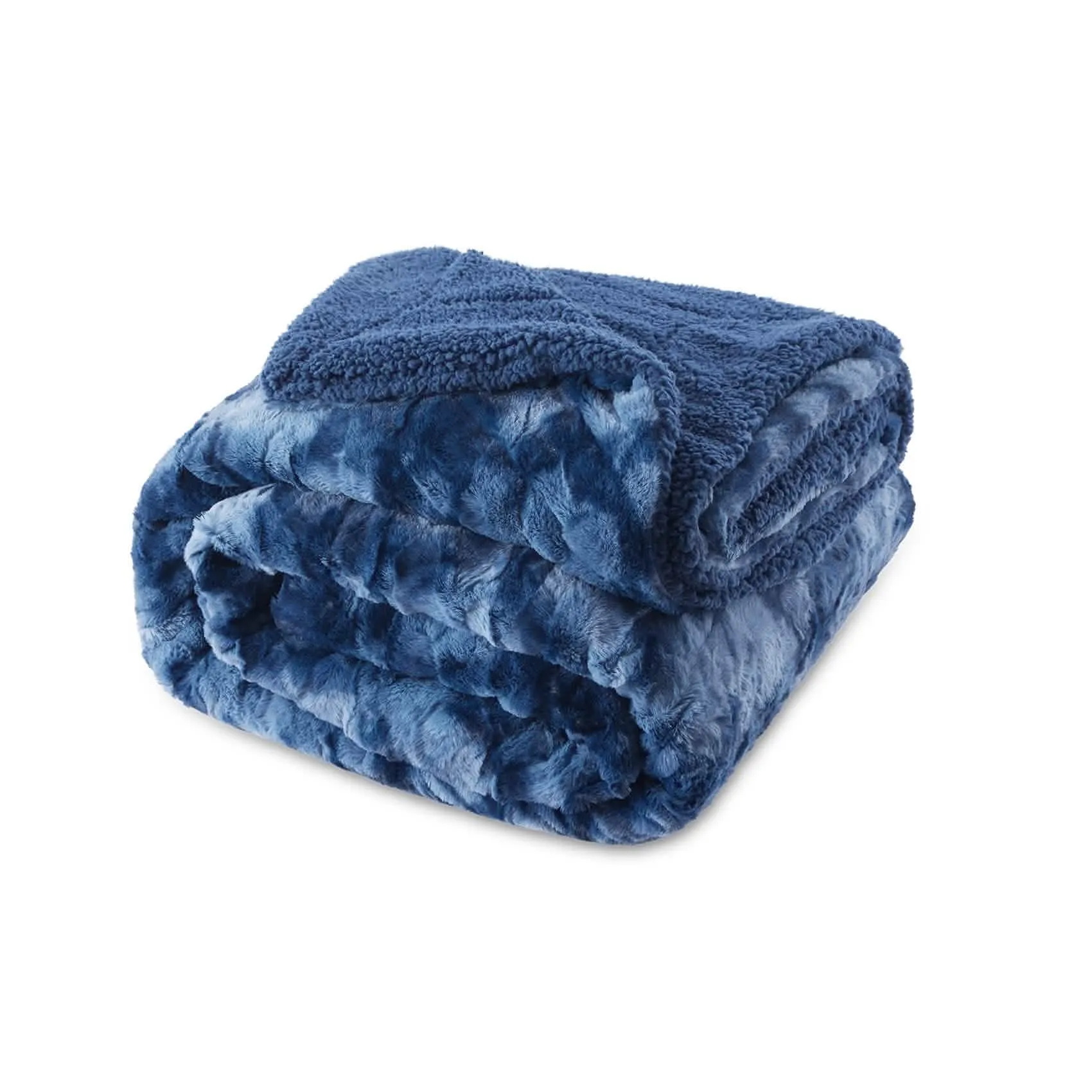 Faux Fur and Sherpa Tie-dye Reversible Blanket