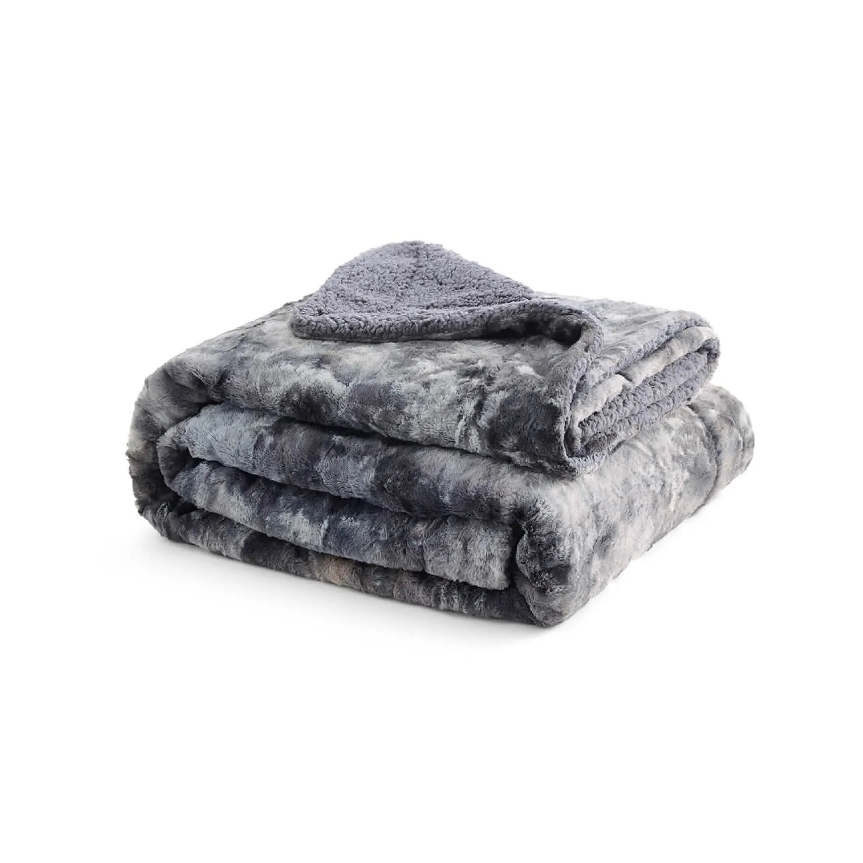 Faux Fur and Sherpa Tie-dye Reversible Blanket