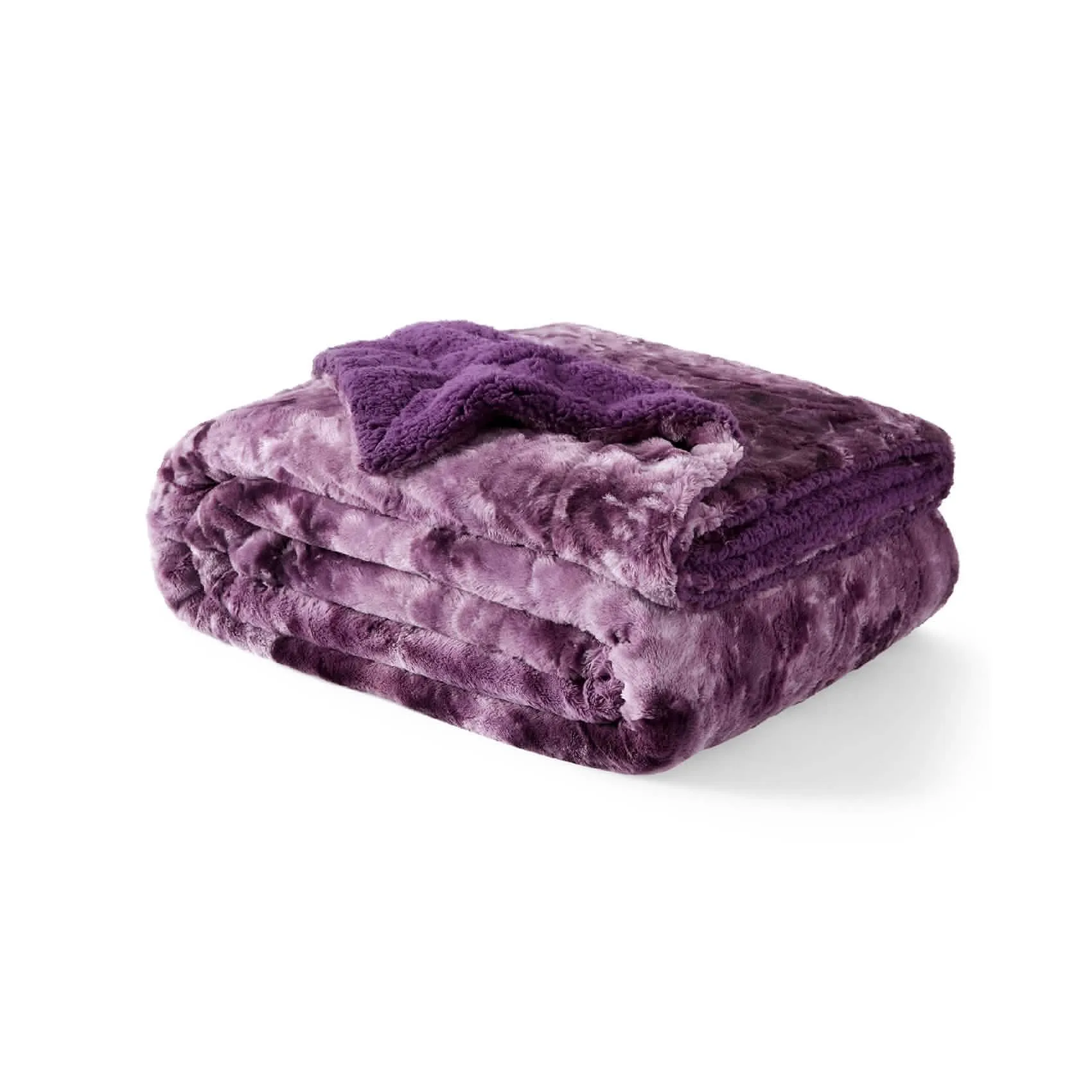 Faux Fur and Sherpa Tie-dye Reversible Blanket