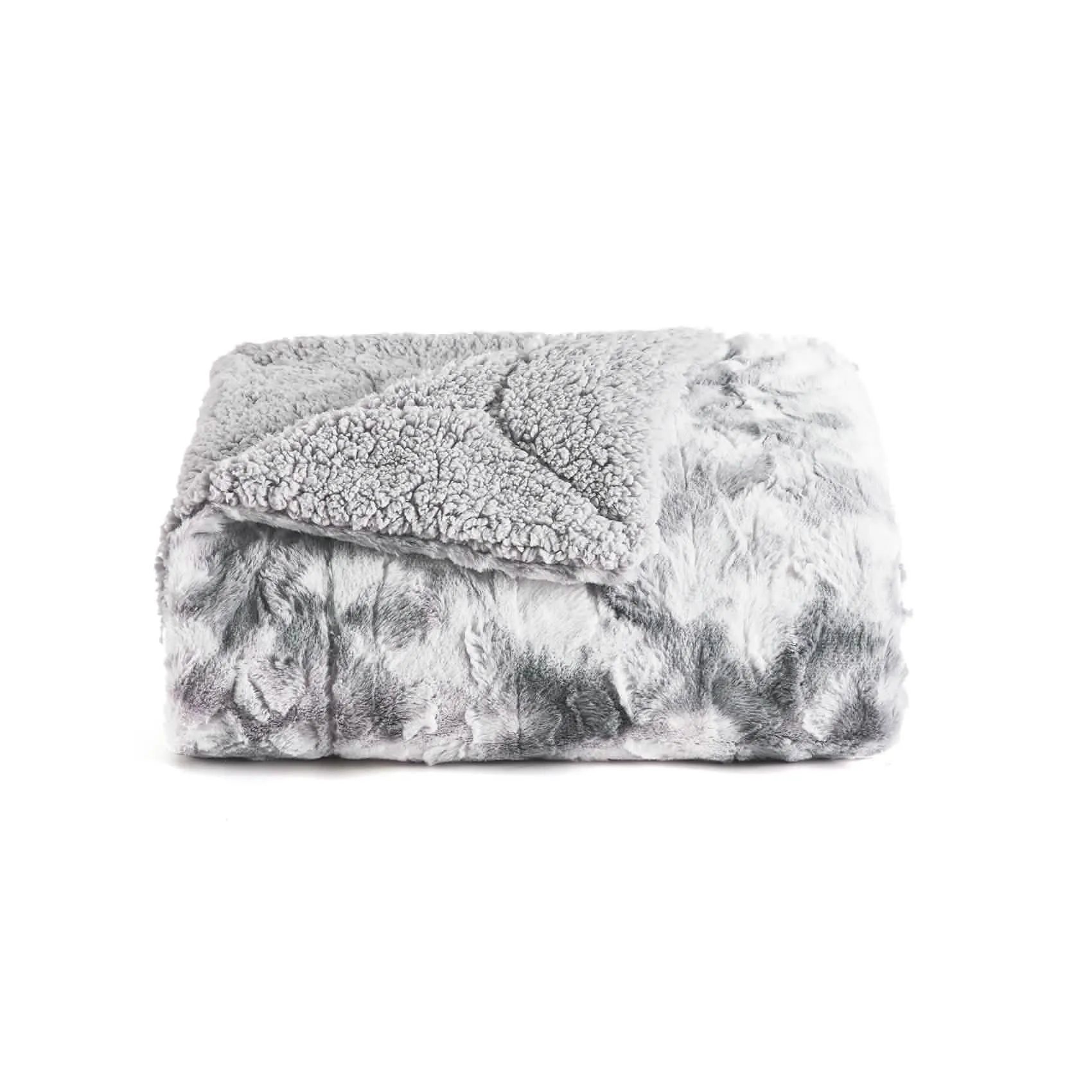 Faux Fur and Sherpa Tie-dye Reversible Blanket