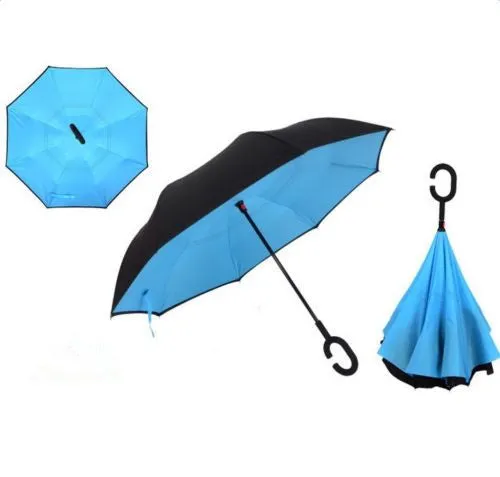 Folding Reverse Umbrella Double Layer Inverted Windproof Rain Car Umbrellas For Women