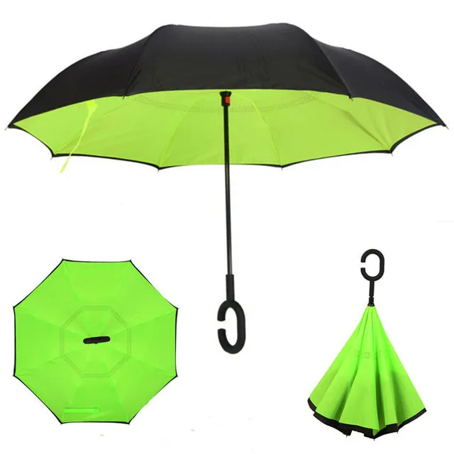 Folding Reverse Umbrella Double Layer Inverted Windproof Rain Car Umbrellas For Women