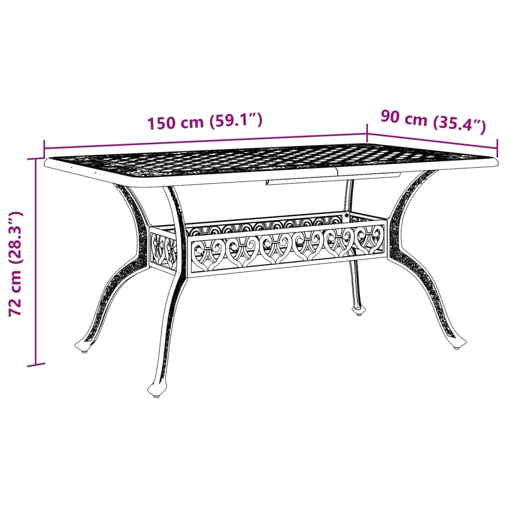 Garden Table Green 150x90x72 cm Cast Aluminium