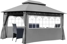 Gazebo for Patio Outdoor Gazebo Canopy UV Protection Canopy Tent for Party Patio BBQ for Patio/Outdoor/Wedding Parties and Events (10'X13', Grey)