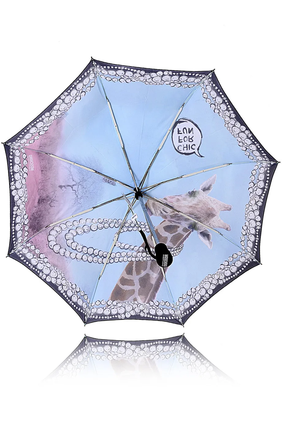 GIRAFFE IN PEARLS Light Blue Printed Umbrella