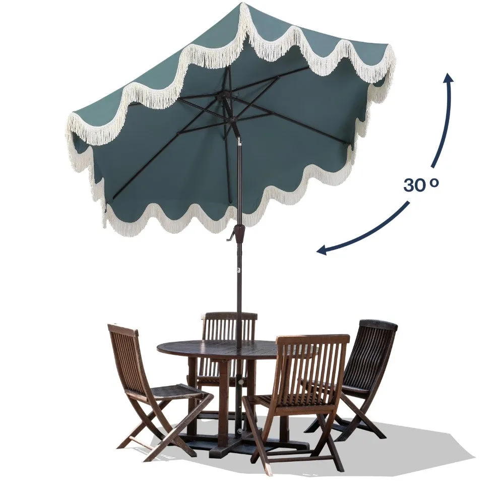 Globex 9 ft. Classic Cottage Tassel Market Patio Umbrella