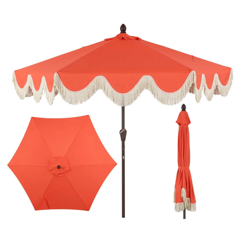 Globex 9 ft. Classic Cottage Tassel Market Patio Umbrella