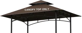 Grill Gazebo Replacement Canopy Top -  5'X8' Outdoor BBQ Tent Roof Cover Double Tiered Outdoor Grill Shelter Fit for Model L-GG001PST-F (Brown)