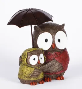 Hi-Line Exclusive - Mother And Baby Owl Under Umbrella