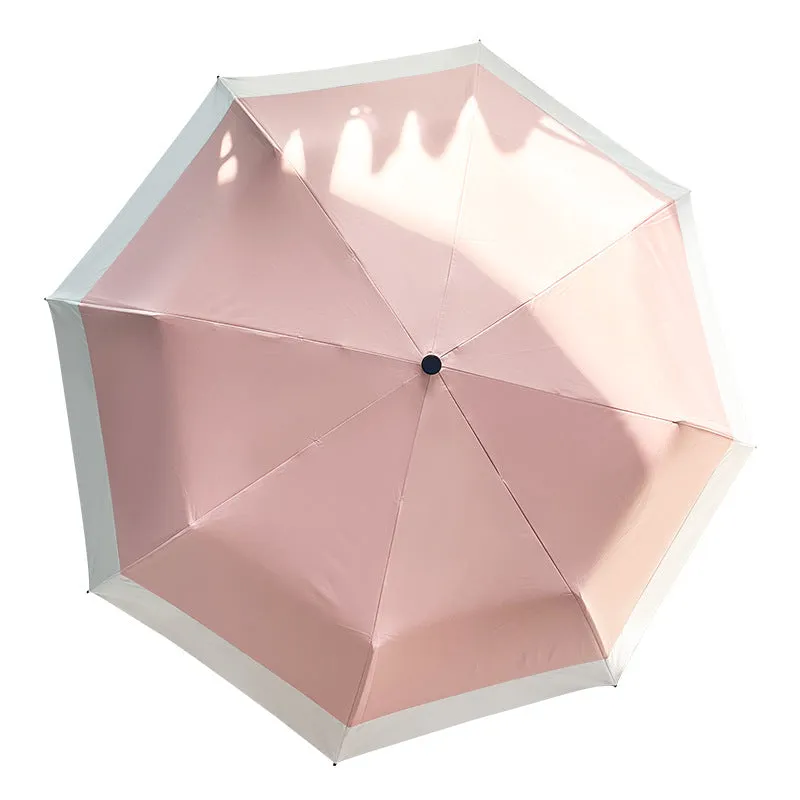 High-End Ins Style Folding Umbrella Women's Sun Umbrella Sun Protection Portable Vinyl Parasol Princess Style Sunny Or Rainy Dual-Use Umbrella