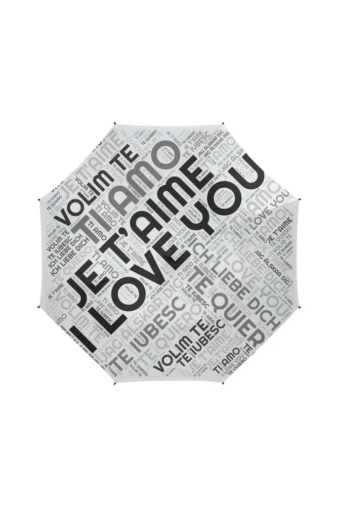 I LOVE YOU Semi-Automatic Foldable Umbrella