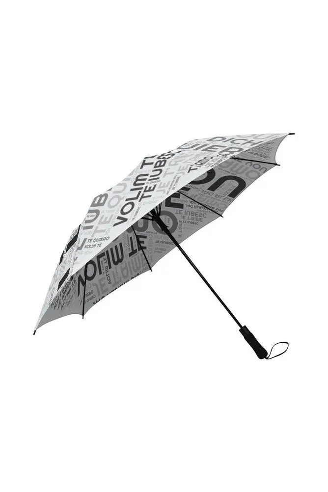 I LOVE YOU Semi-Automatic Foldable Umbrella