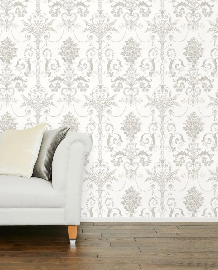 Josette Dove Grey/White Wallpaper