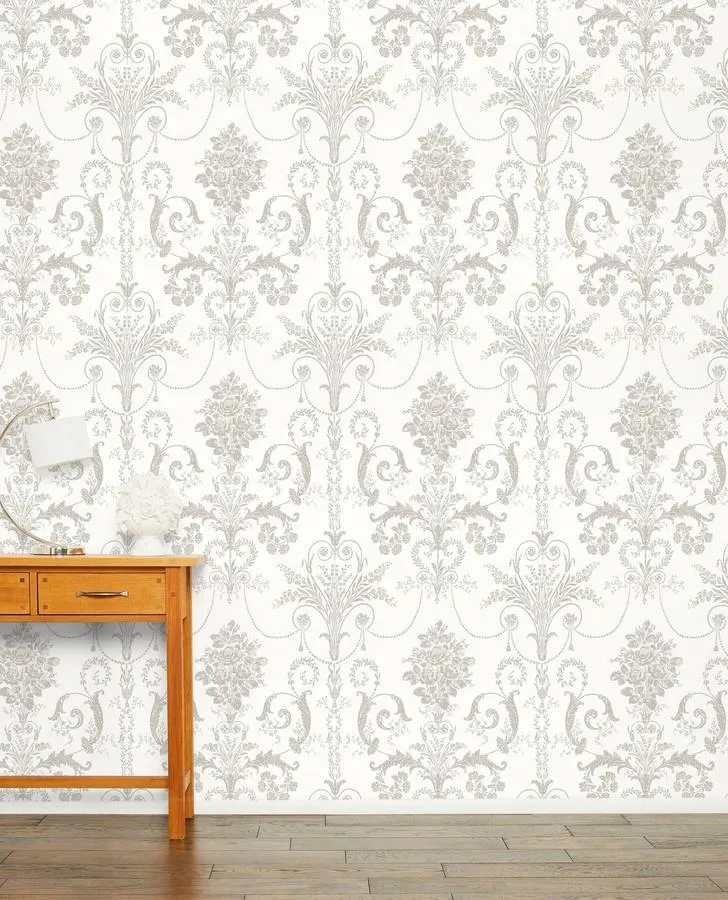 Josette Dove Grey/White Wallpaper