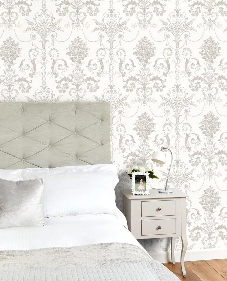 Josette Dove Grey/White Wallpaper