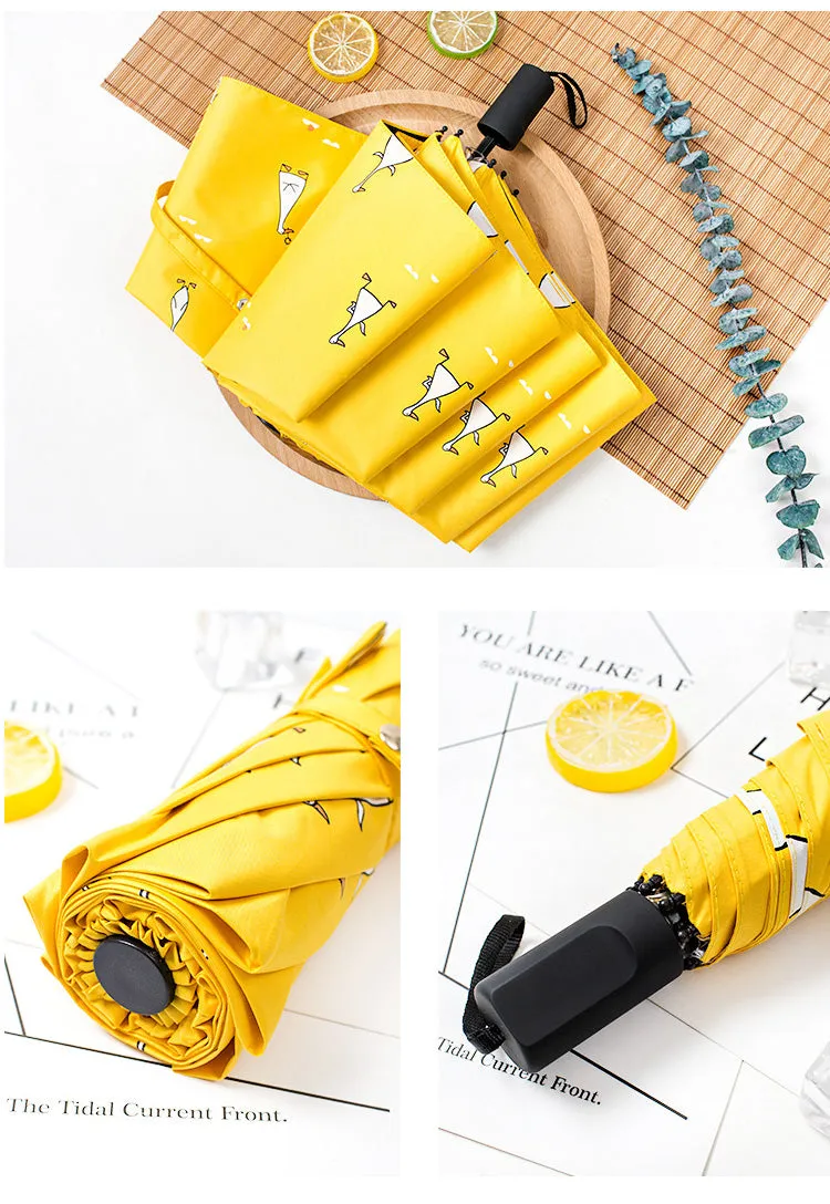 Kids Umbrella Cartoon Duck Automatic Umbrella Windproof UV Protect Folding Umbrella