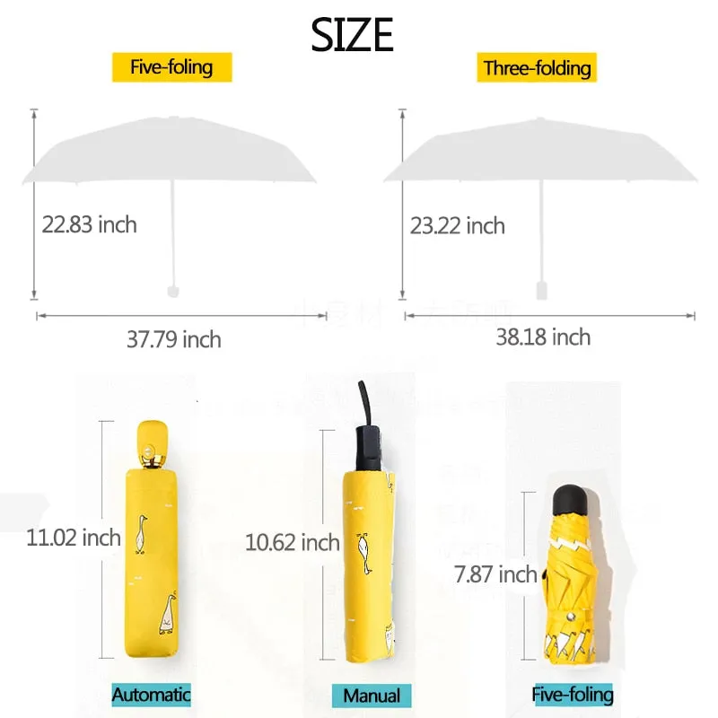 Kids Umbrella Cartoon Duck Automatic Umbrella Windproof UV Protect Folding Umbrella