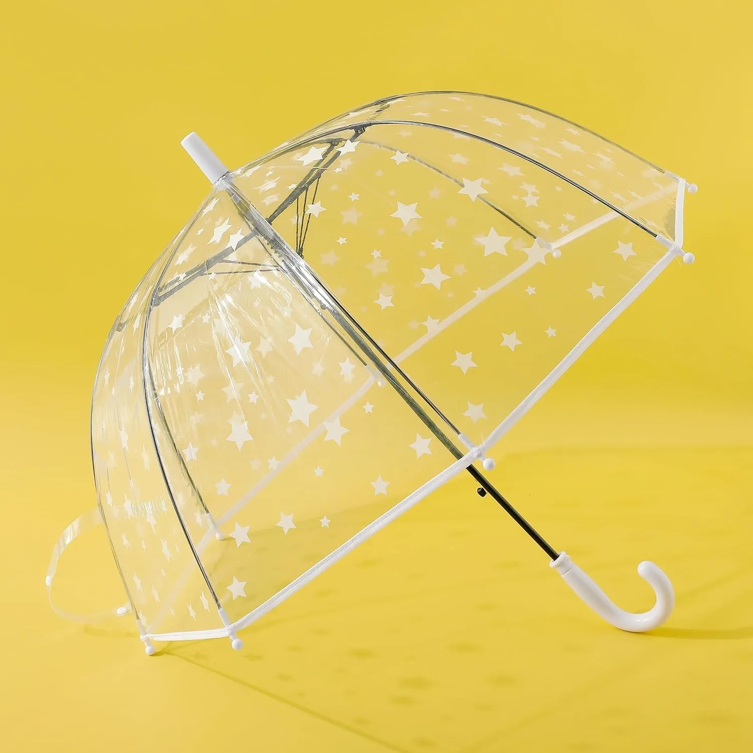 Kuber Industries Transparent Umbrella For Men & Women|Automatic Umbrella For Rain-Pack of 3 (White)