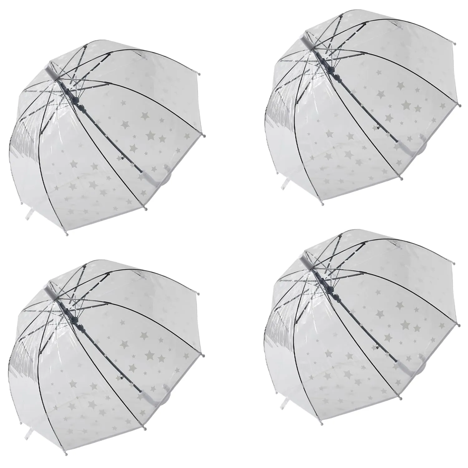 Kuber Industries Transparent Umbrella For Men & Women|Automatic Umbrella For Rain-Pack of 4 (White)