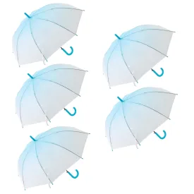 Kuber Industries Transparent Umbrella For Men & Women|Automatic Umbrella For Rain-Pack of 5 (Blue)