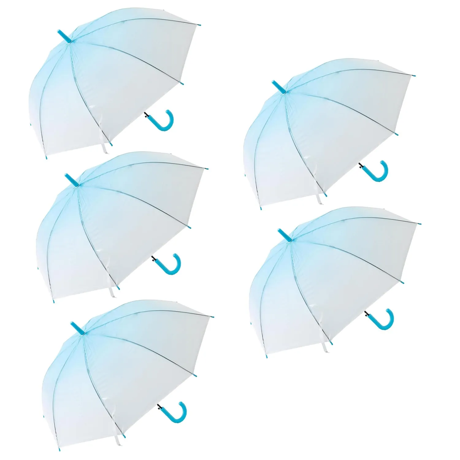 Kuber Industries Transparent Umbrella For Men & Women|Automatic Umbrella For Rain-Pack of 5 (Blue)