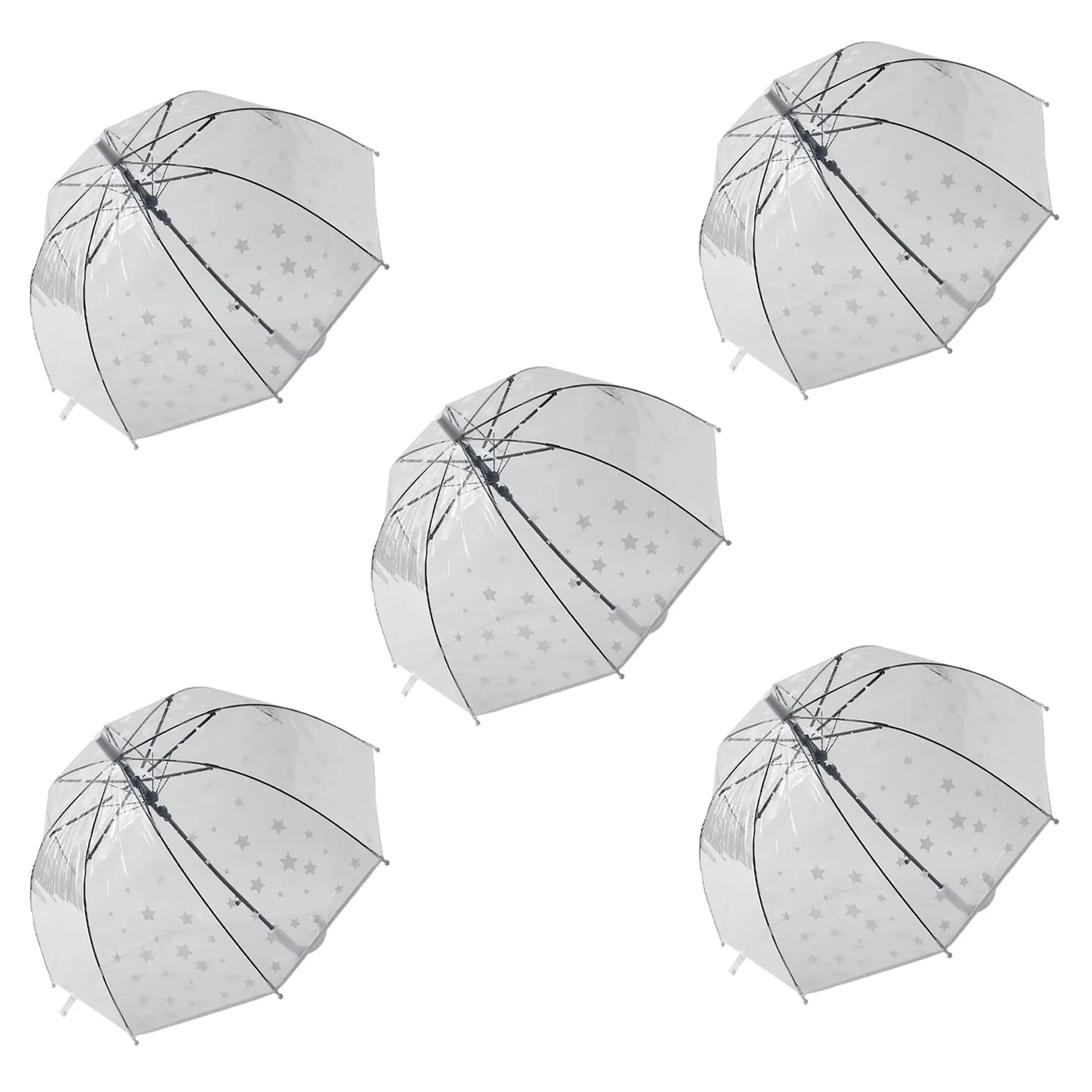 Kuber Industries Transparent Umbrella For Men & Women|Automatic Umbrella For Rain-Pack of 5 (White)