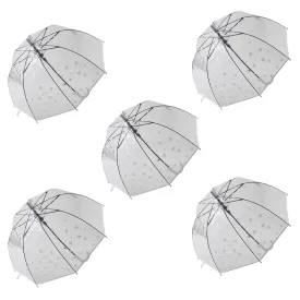 Kuber Industries Transparent Umbrella For Men & Women|Automatic Umbrella For Rain-Pack of 5 (White)