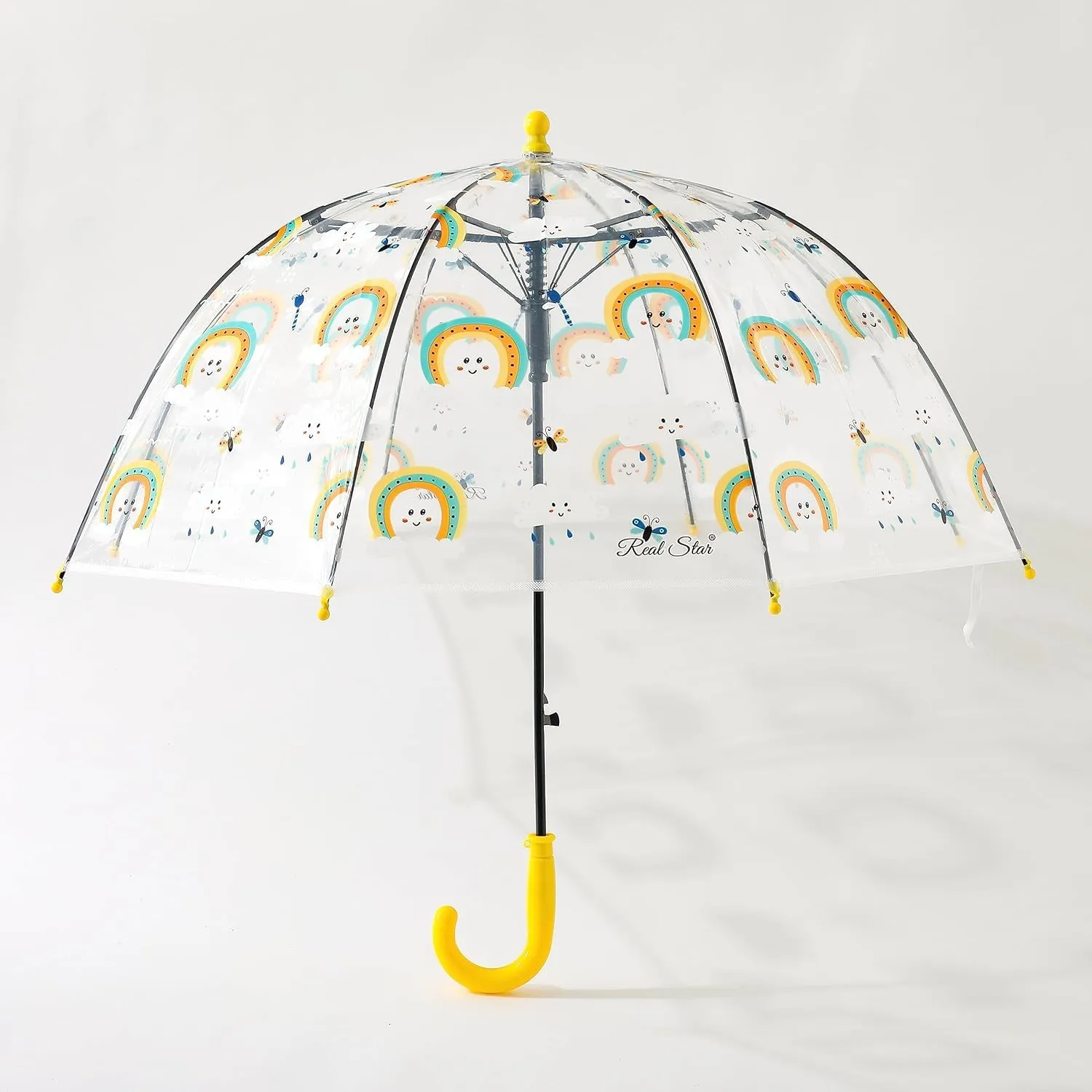 Kuber Industries Transparent Umbrella For Men & Women|Automatic Umbrella For Rain-Pack of 5 (Yellow)