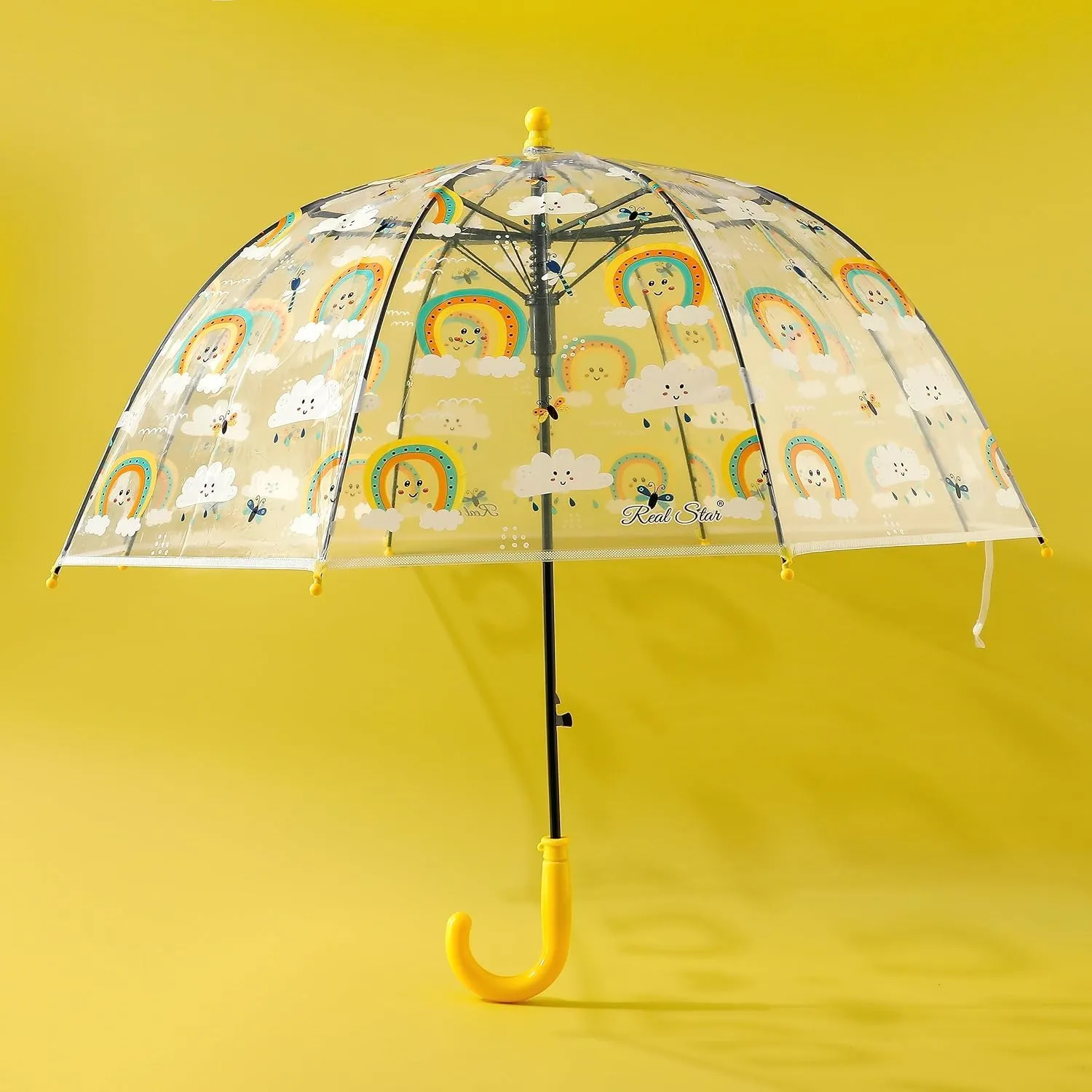 Kuber Industries Transparent Umbrella For Men & Women|Automatic Umbrella For Rain-Pack of 5 (Yellow)