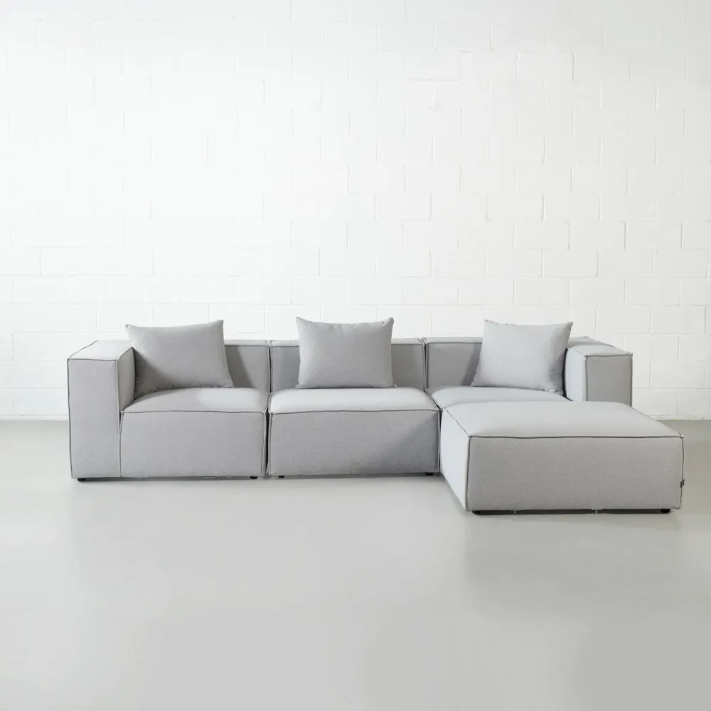 MASON - Grey Fabric Modular Sectional (4 piece)